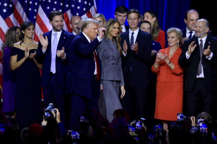 Donald Trump y Melania, en la celebración de los resultados de las elecciones de EEUU de 2024.