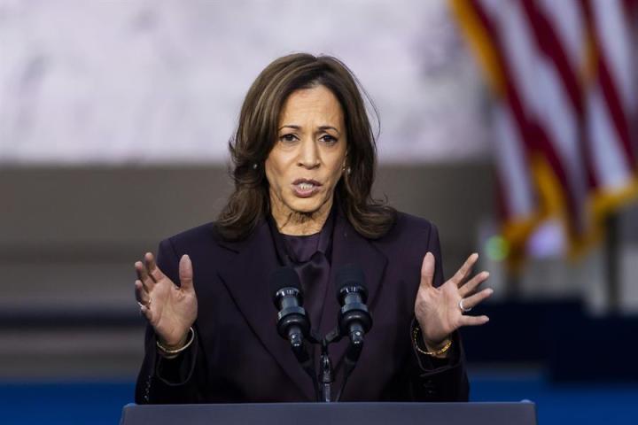 Kamala Harris, durante su discurso de aceptación de su derrota
