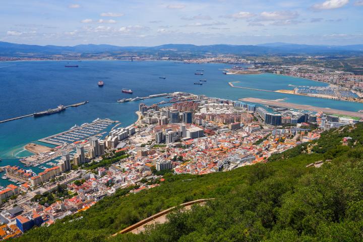 Vista aérea del puerto de Gibraltar, en el Estrecho.
