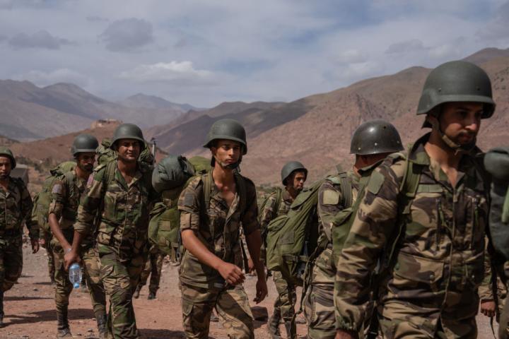 Imagen de archivo de tropas del Ejército de Marruecos marchando hacia las montañas de Talat N'Yaaqoub.