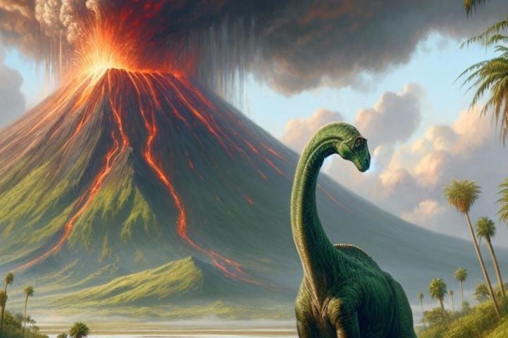 Recreación de la extinción de los dinosaurios.
