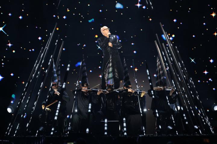 Los Pet Shop Boys en su actuación en los MTV Europe Music Awards 2024.