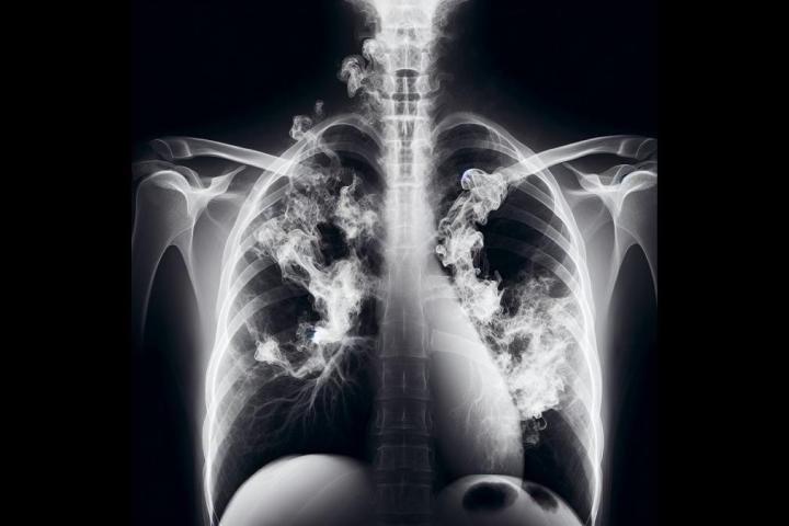 Imagen conceptual de humo en unos pulmones.