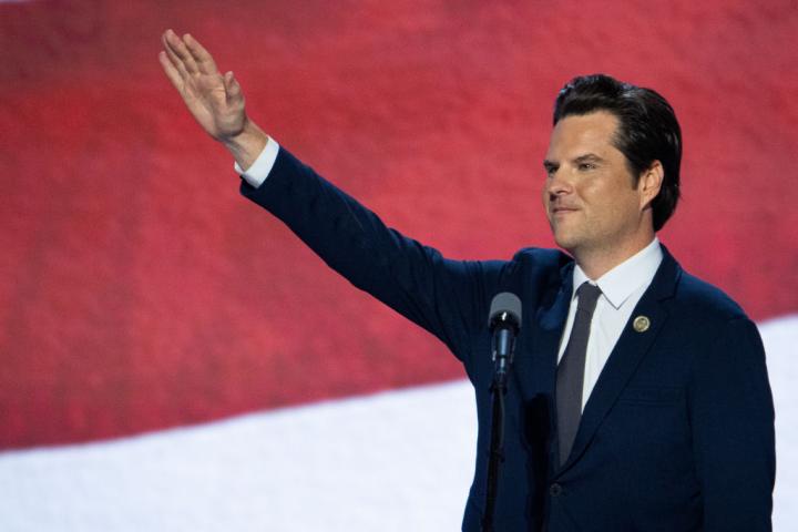 El congresista ultra, Matt Gaetz, en un acto de la campaña de Donald Trump.