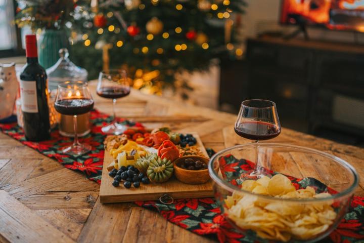Mesa del comedor en Navidad