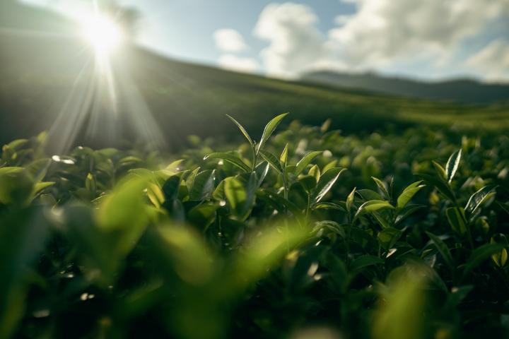 Imagen de archivo de una plantación de té verde.