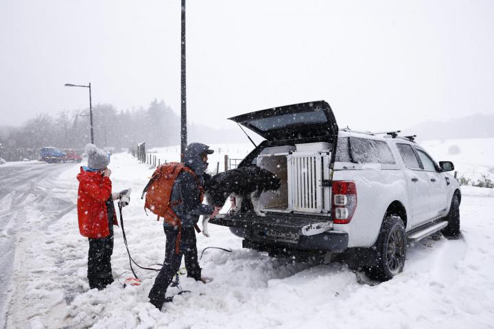 Temporal de nieve en Roncesvalles, este domingo.