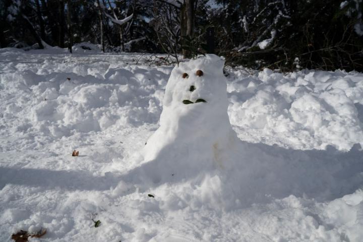 Un muñeco de nieve aprovechando la nevada caída durante Filomena en Madrid
