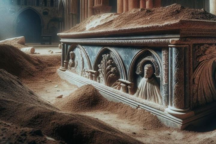Ilustración generada por inteligencia artificial (IA) de un sarcófago.