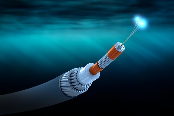 Ilustración 3D de un cable submarino.