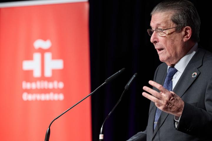 Federico Mayor Zaragoza, en una conferencia en Madrid el pasado 13 de diciembre.