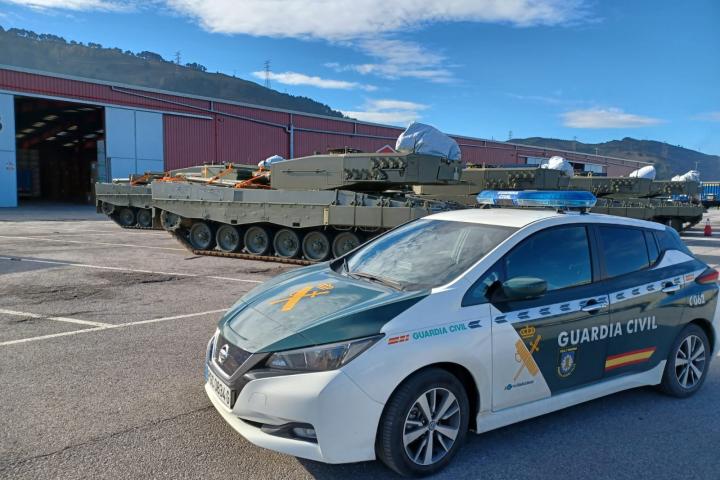 Imagen de los tanques Leopard que se han visto en el puerto de Bilbao.