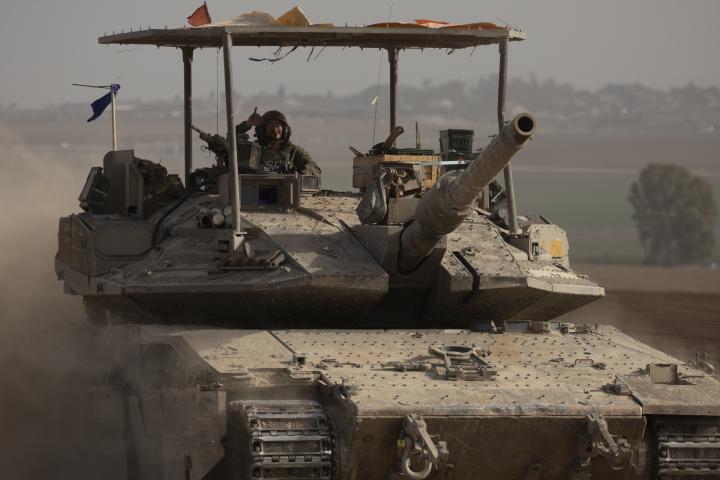 Un tanque israelí en Gaza.