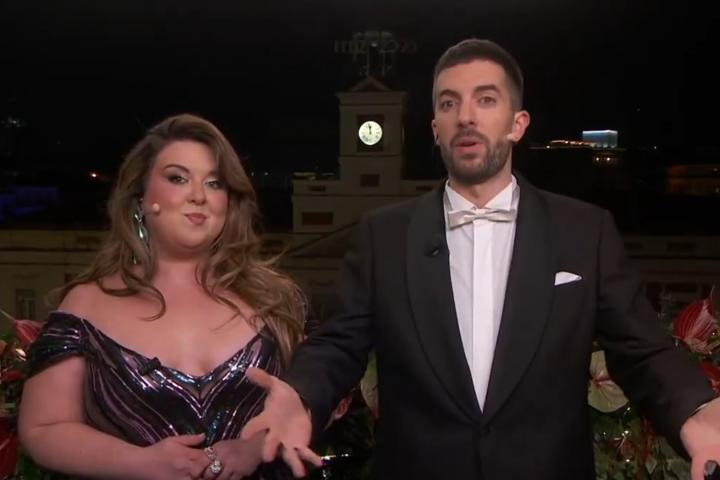 Lalachus y David Broncano en las campandas de TVE.