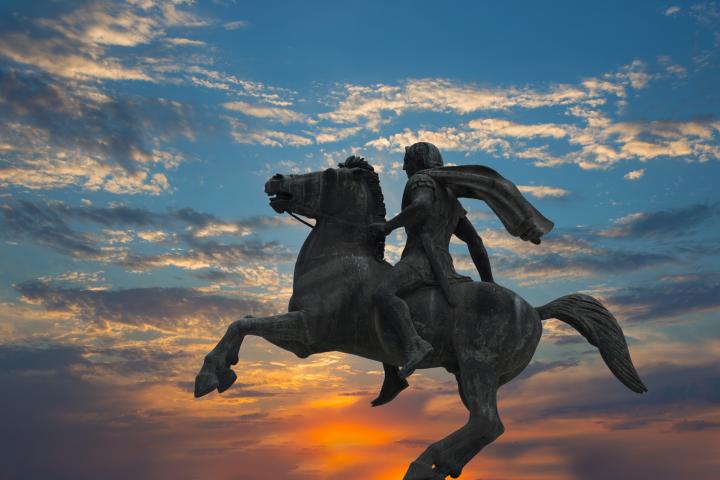 Una escultura de Alejandro Magno en la ciudad griega de Salónica.