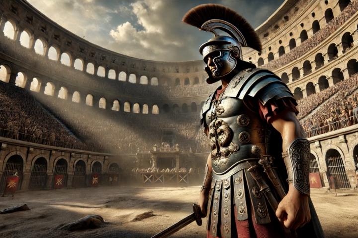 Recreación de un gladiador romano