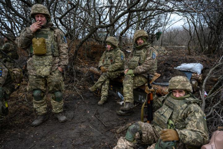 Miembros del Ejército de Ucrania movilizados en la región de Donetsk.