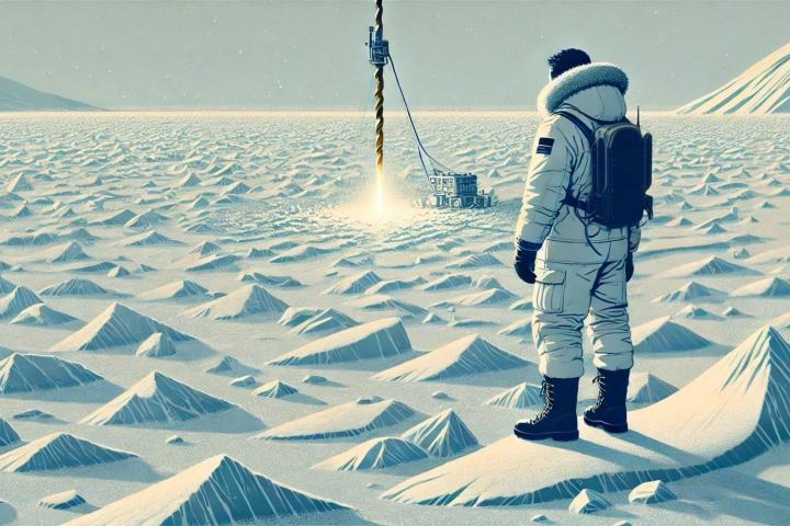 Recreación de la perforación de hielo en la Antártida