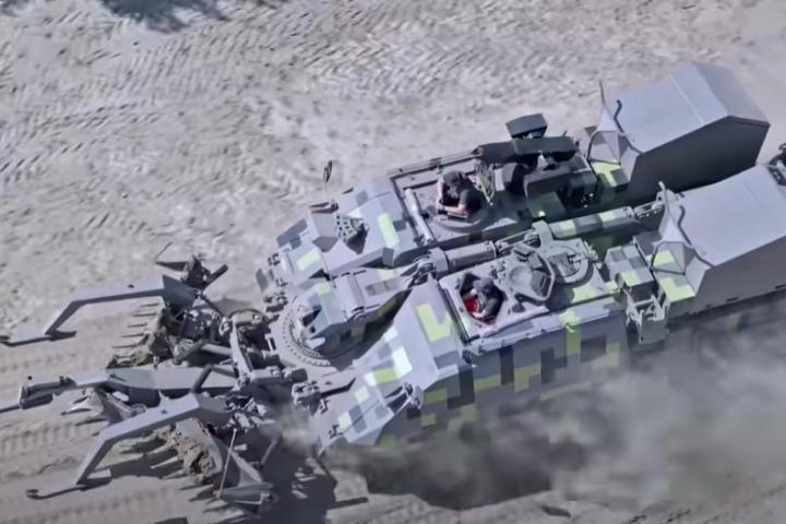 Vista del nuevo tanque limpiaminas Rheinmetall Keiler Next Generation.