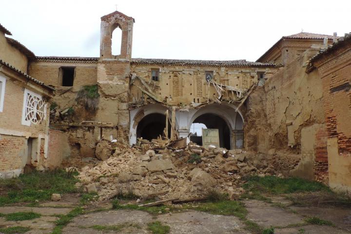 Imagen del derrumbe sufrido en el Convento San Bernardino de Siena (Cuenca de Campos, Castilla y León).