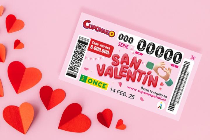 Comprar un cupón del Cuponazo de San Valentín de la ONCE 2025.