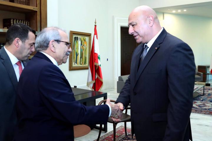 El presidente de Líbano,Joseph Aoun y el primer ministro libanés, Nawaf Salam, este sábado.
