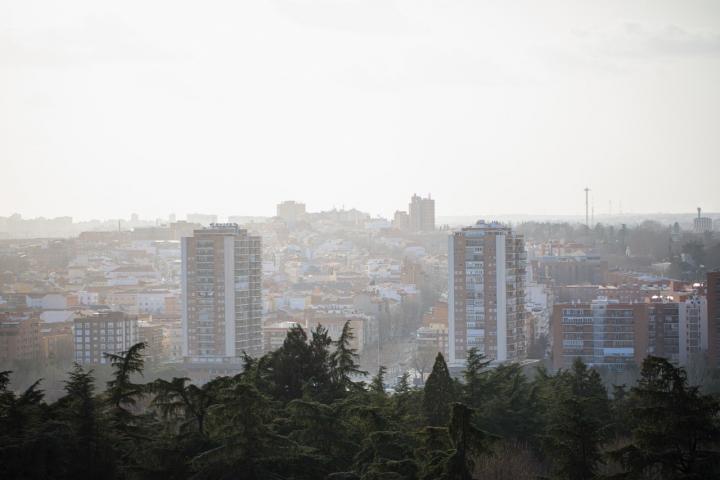 Vistas de Madrid con niebla