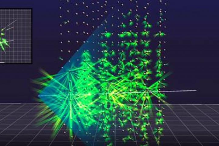 Recreación de la captación de la luz emitida por el neutrino.