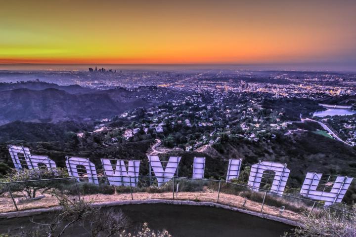 Panorámica de Los Ángeles desde el famoso cartel de Hollywood.