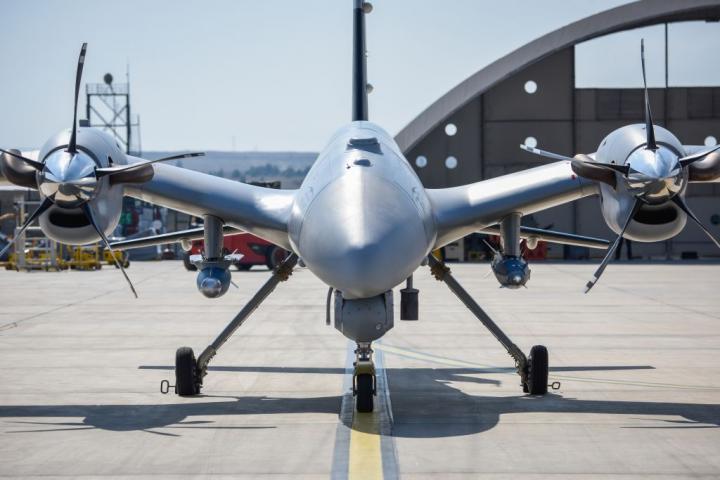 Imagen de archivo de un dron turco Bayraktar AKINCI UCAV, en Estambul (Turquía).