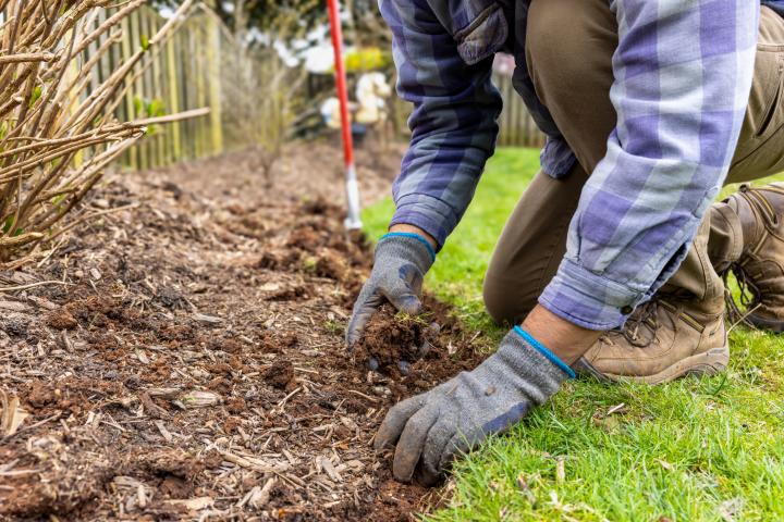 Un hombre practicando jardinería.