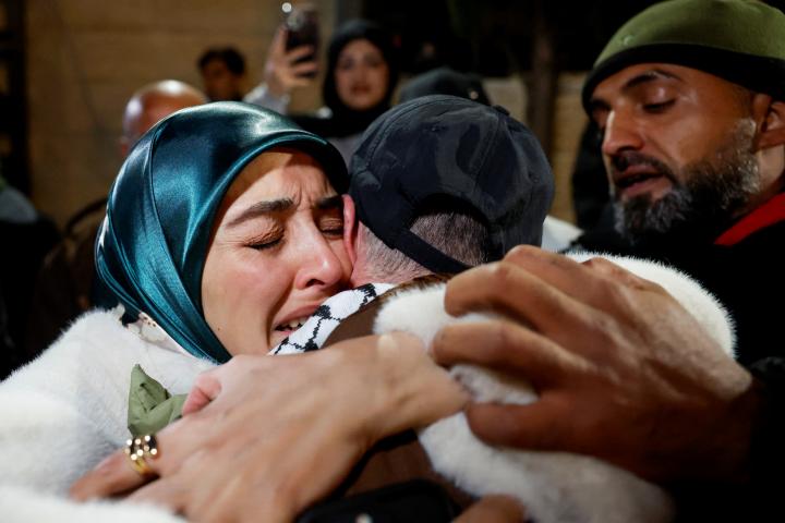 Recibimiento en Ramala de los presos palestinos liberados por Israel.