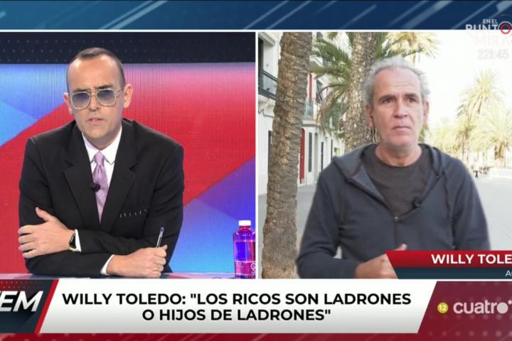 Imagen de la entrevista de Risto Mejide a Guillermo Toledo, en noviembre de 2020.