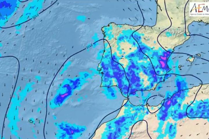 Mapa de previsión de AEMET para los próximos días