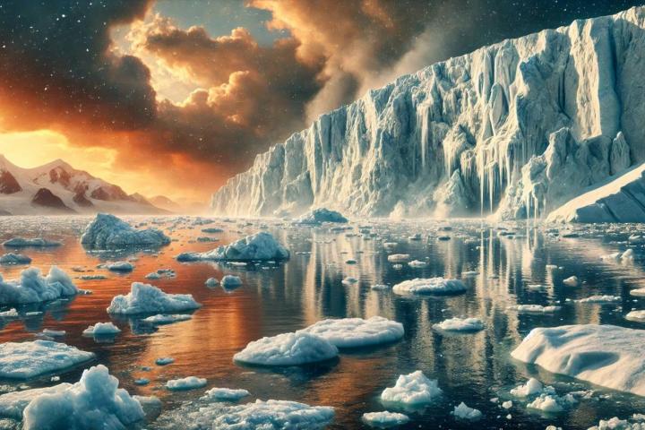 Recreación de hielo derritiéndose