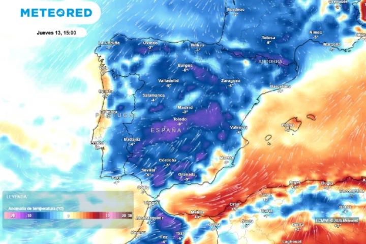 Mapa de Meteored para este jueves 13
