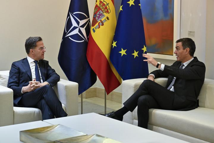 Pedro Sánchez y Mark Rutte, en enero en La Moncloa