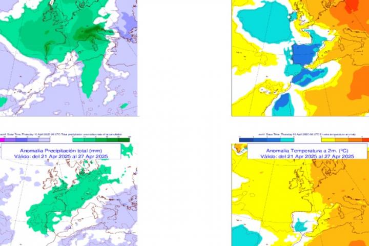 Mapa de previsión de AEMET para las próximas semanas