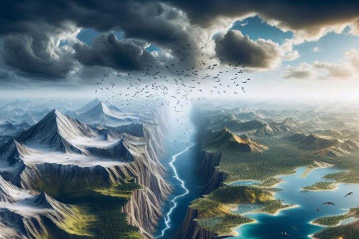 Imagen de un continente partiéndose en dos