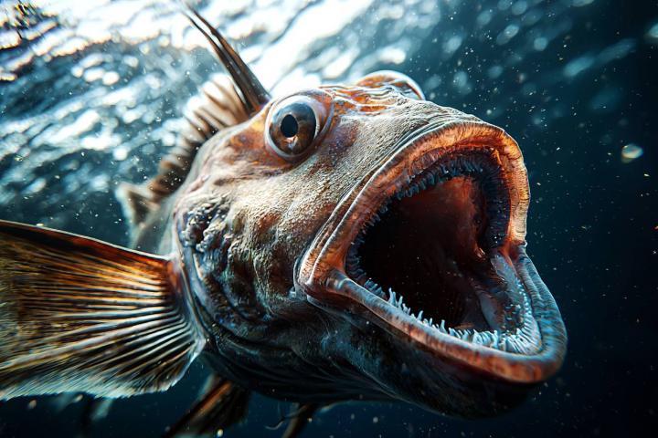 Una piraña roja, en una imagen creada por Inteligencia Artificial.