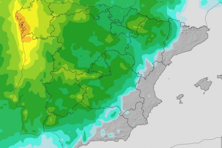 Mapa de precipitación máxima del EPS del viernes 18 de abril de 2025