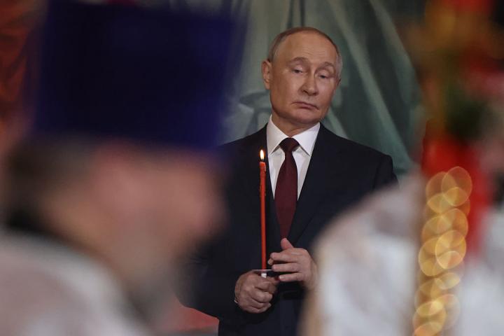 Vladimir Putin, en la celebración de la Pascua Ortodoxa en Moscú.