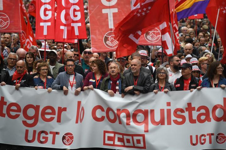 Manifestación de este jueves por el día del trabjador en Madrid.