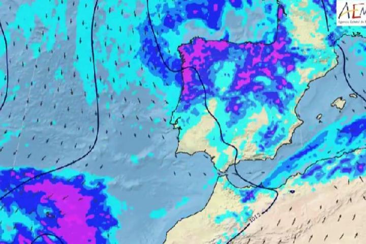 Mapa de previsión de AEMET para los próximos días en España
