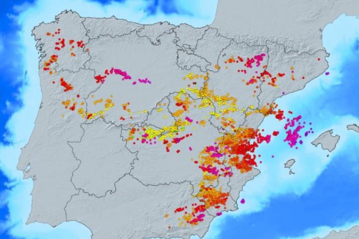 El mapa de rayos de la AEMET
