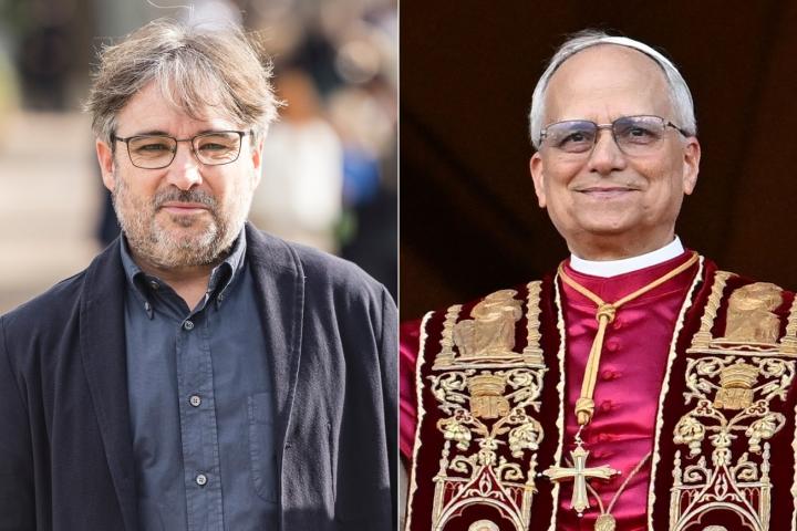 Fotomontaje de Jordi Évole y el papa León XIV.