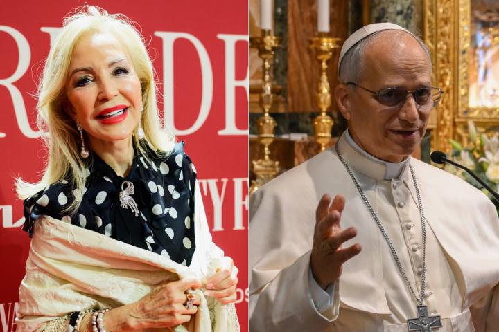 Fotomontaje de Carmen Lomana y el papa León XIV