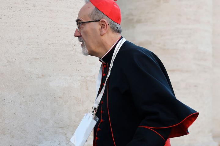 El cardenal italiano Pierbattista Pizzaballa, durante los encuentros previos al cónclave tras la muerte del papa Francisco, en el que fue elegido el papa León XIV.