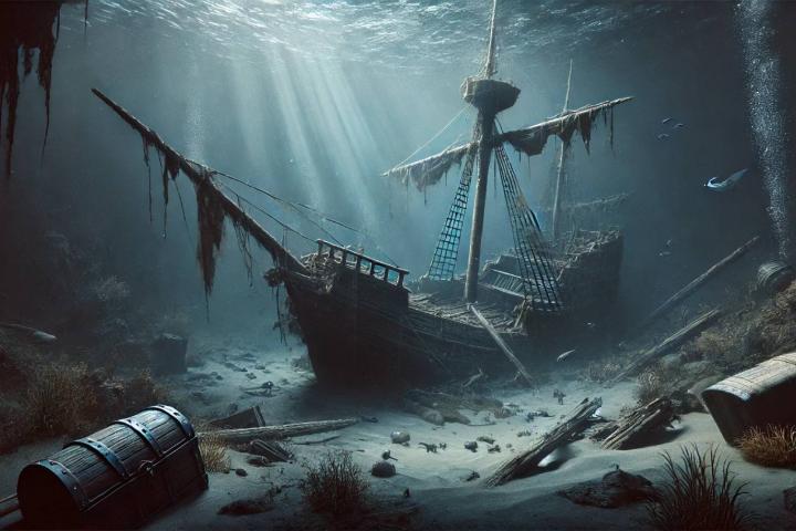 Recreación de un barco sumergido