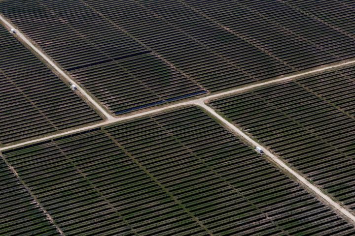 Imagen de una planta fotovoltaica (paneles solares) en Anson (Texas, EEUU).